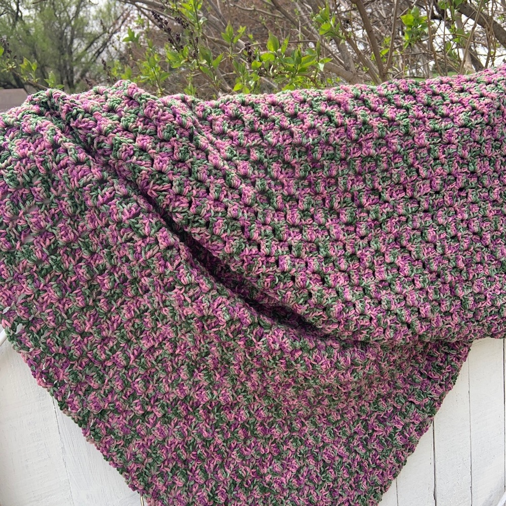 Crocheted Throw - Pink/Purple/Green NWOT